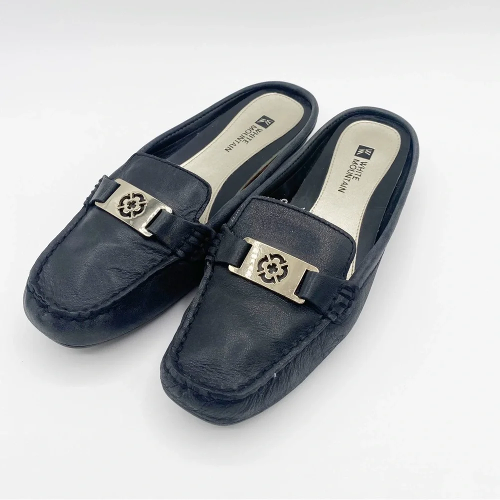 White Mountain Loafers Flats Mule Slip On Slip Resistant Black Size 7M Casual